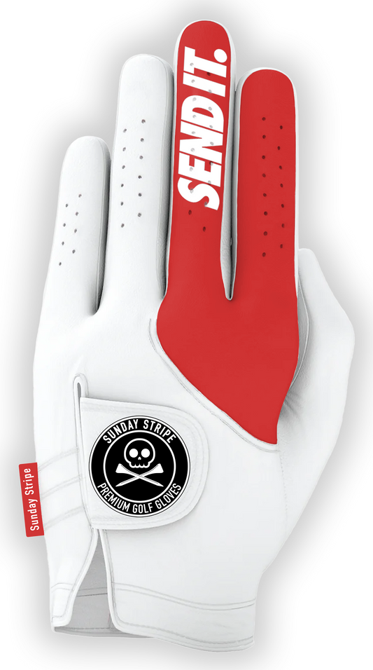 Sunday Stripe "SEND IT" Skull & Tees Golf Glove (New Version)